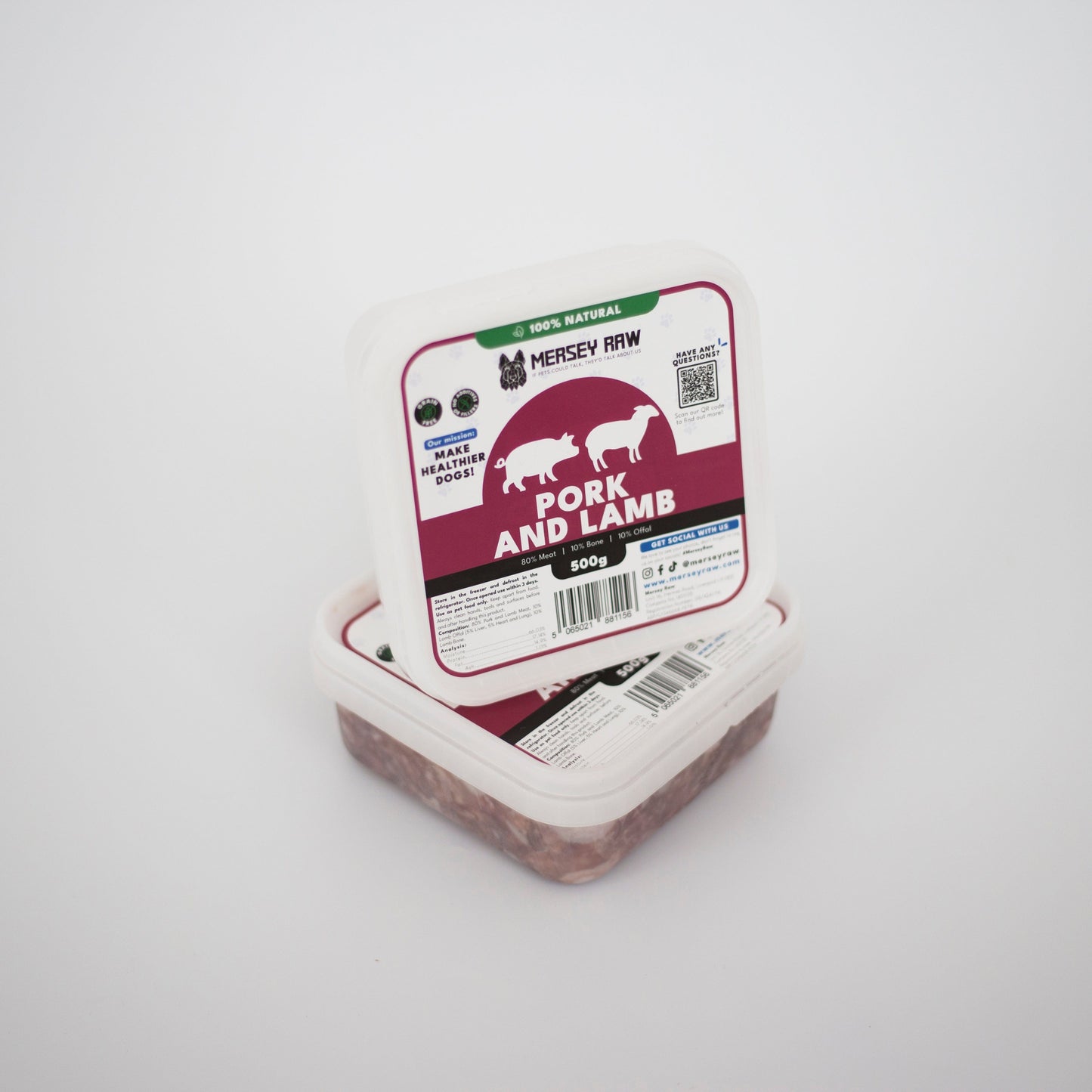 Pork & Lamb Raw Dog Food - 500g