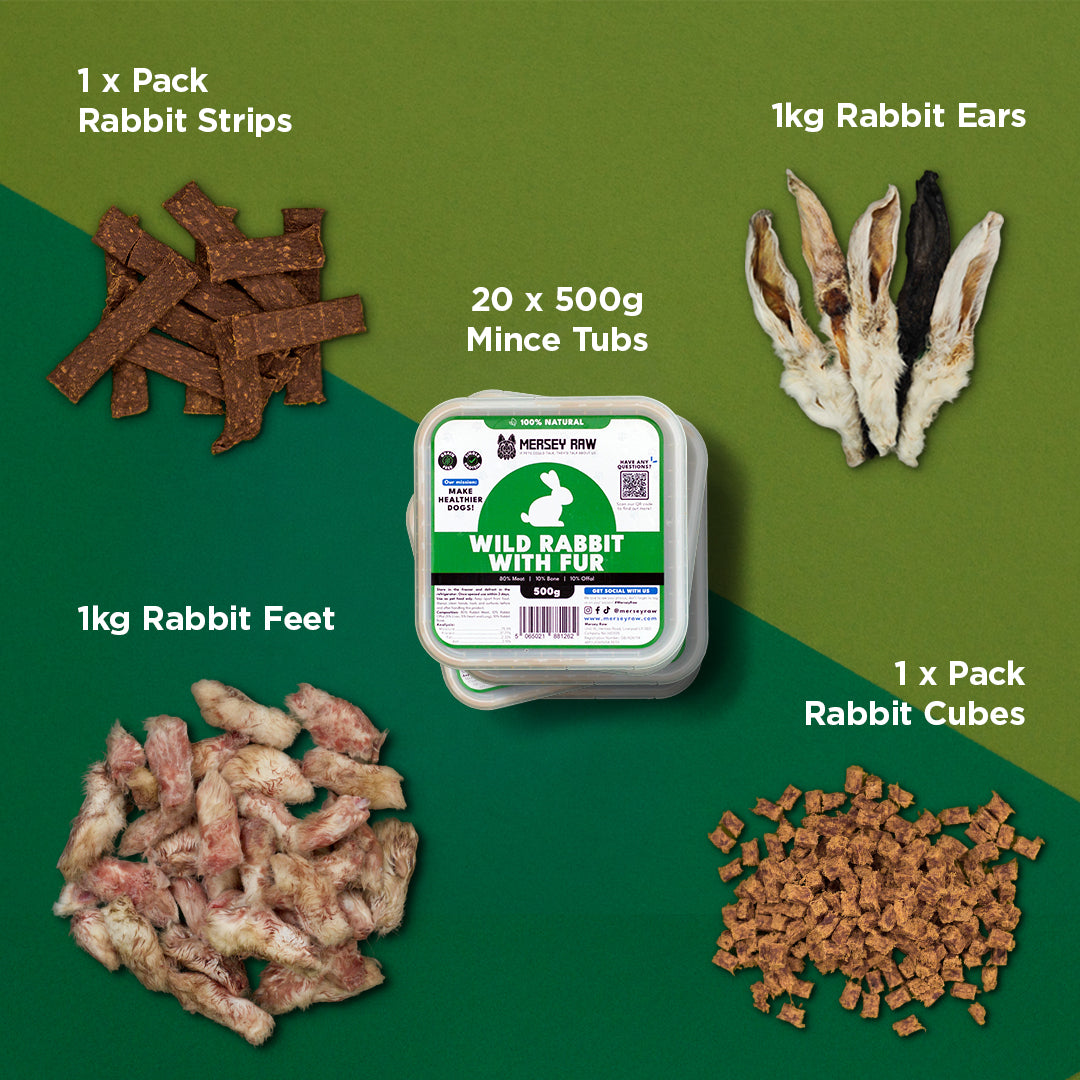 XL Rabbit Bundle: Raw Rabbit Mince, Treats and Chews