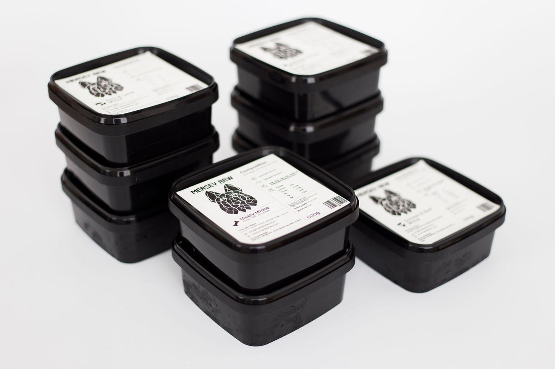  Various black mersey raw mince tubs