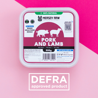 Pork & Lamb Raw Dog Food - 500g