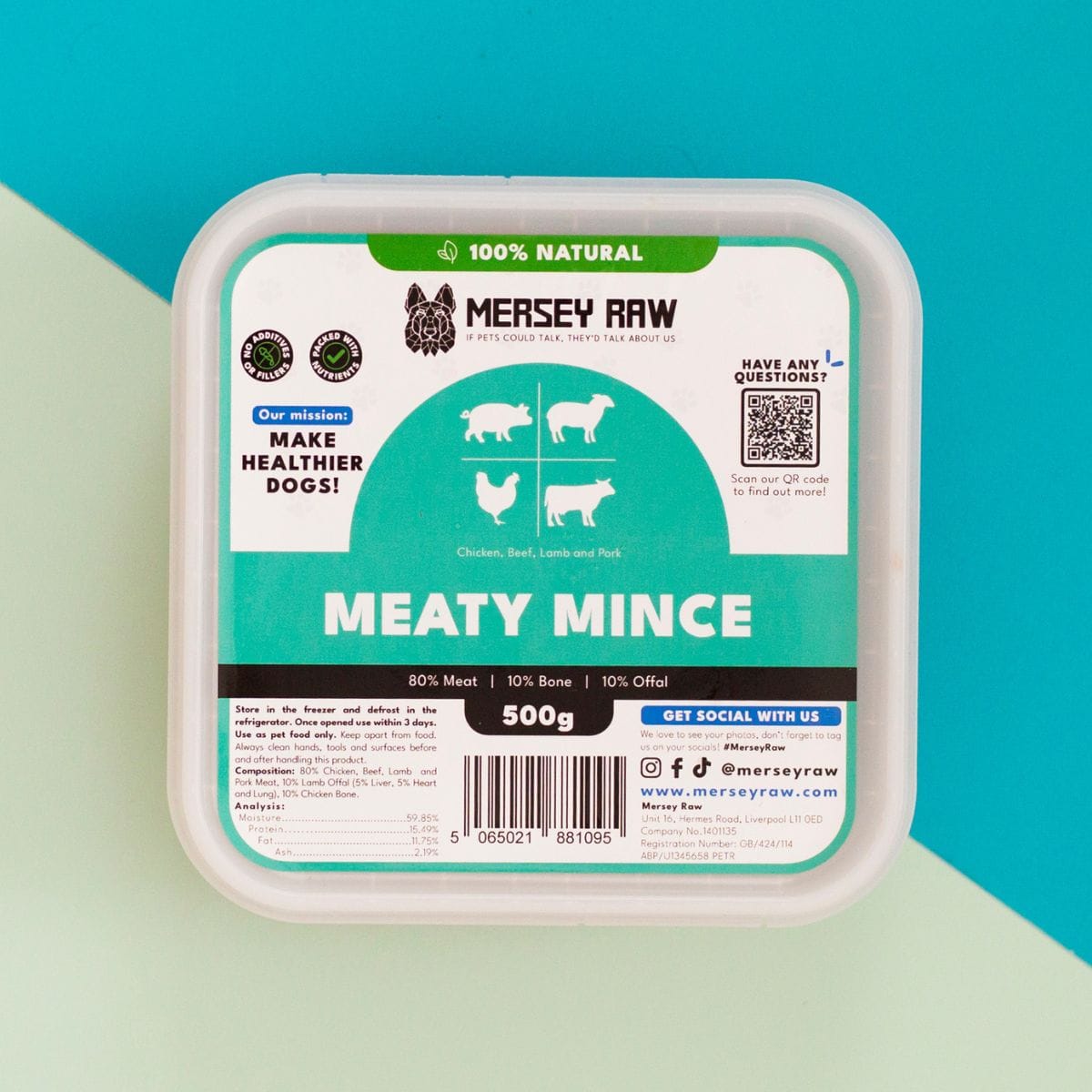 Mersey Raw Meaty Mince Dog Food 500g