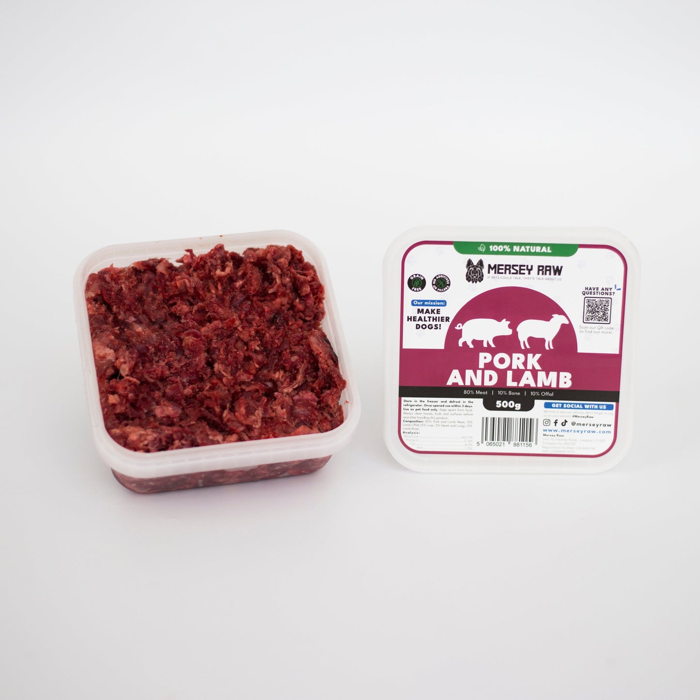 Pork & Lamb Raw Dog Food - 500g