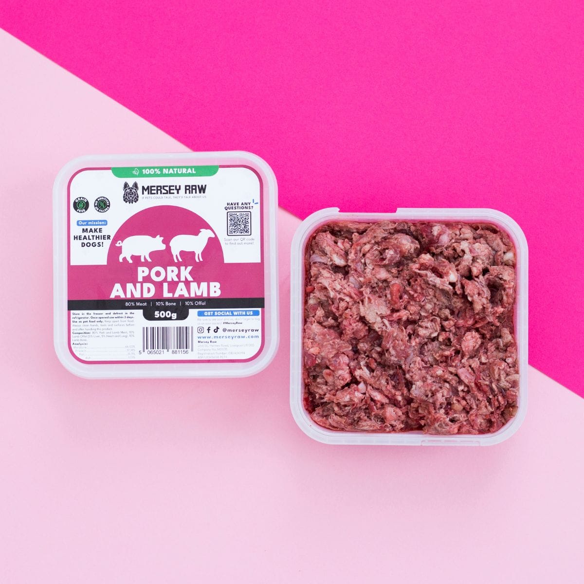 Pork & Lamb Raw Dog Food - 500g