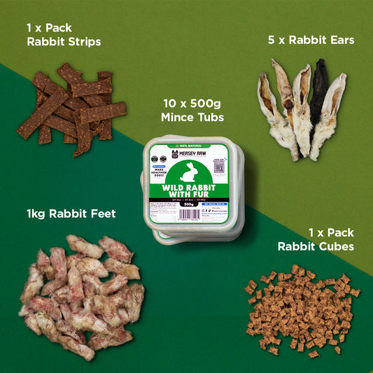 Regular Rabbit Bundle: Raw Rabbit Mince, Treats and Chews