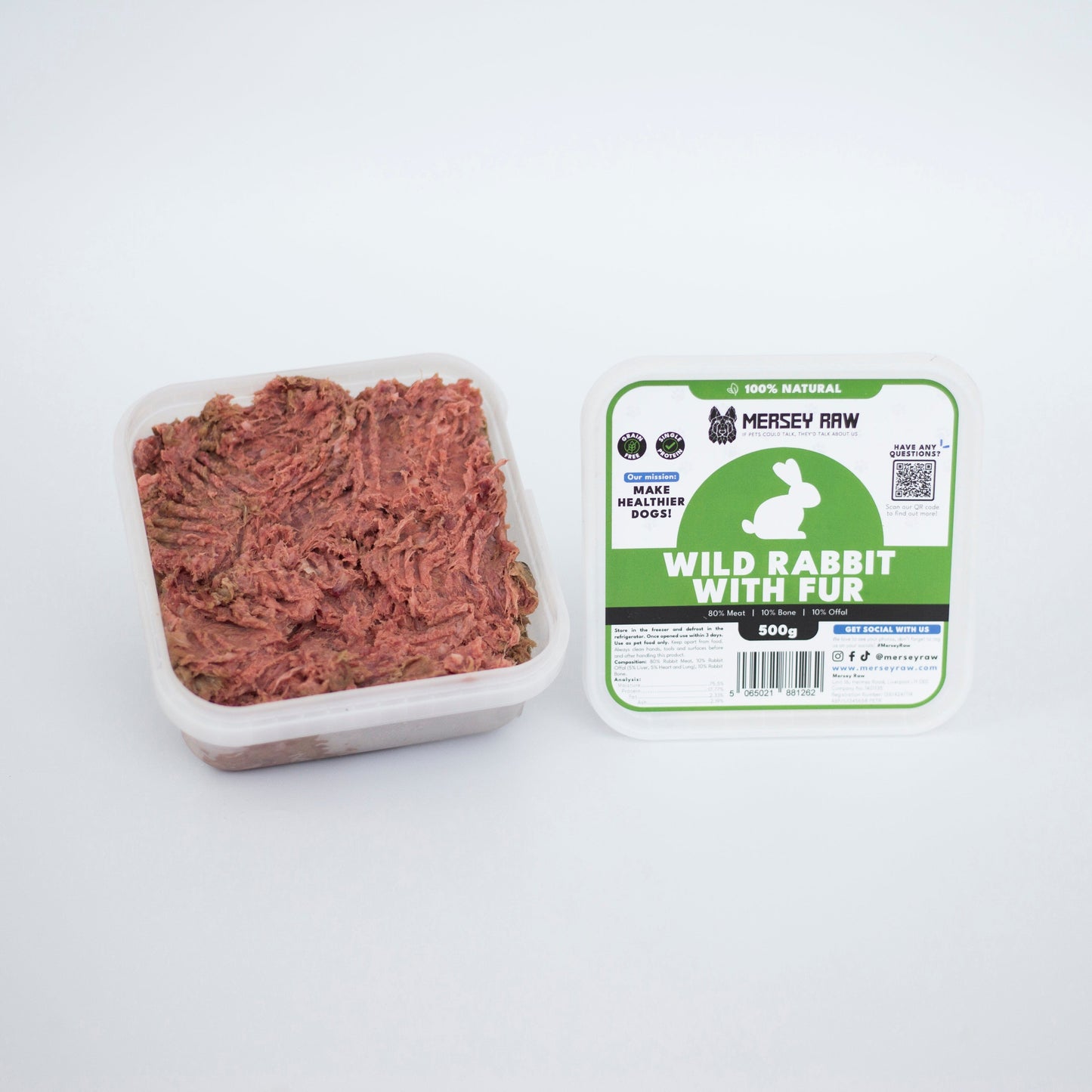 Wild Rabbit With Fur Raw Dog Food - 500g