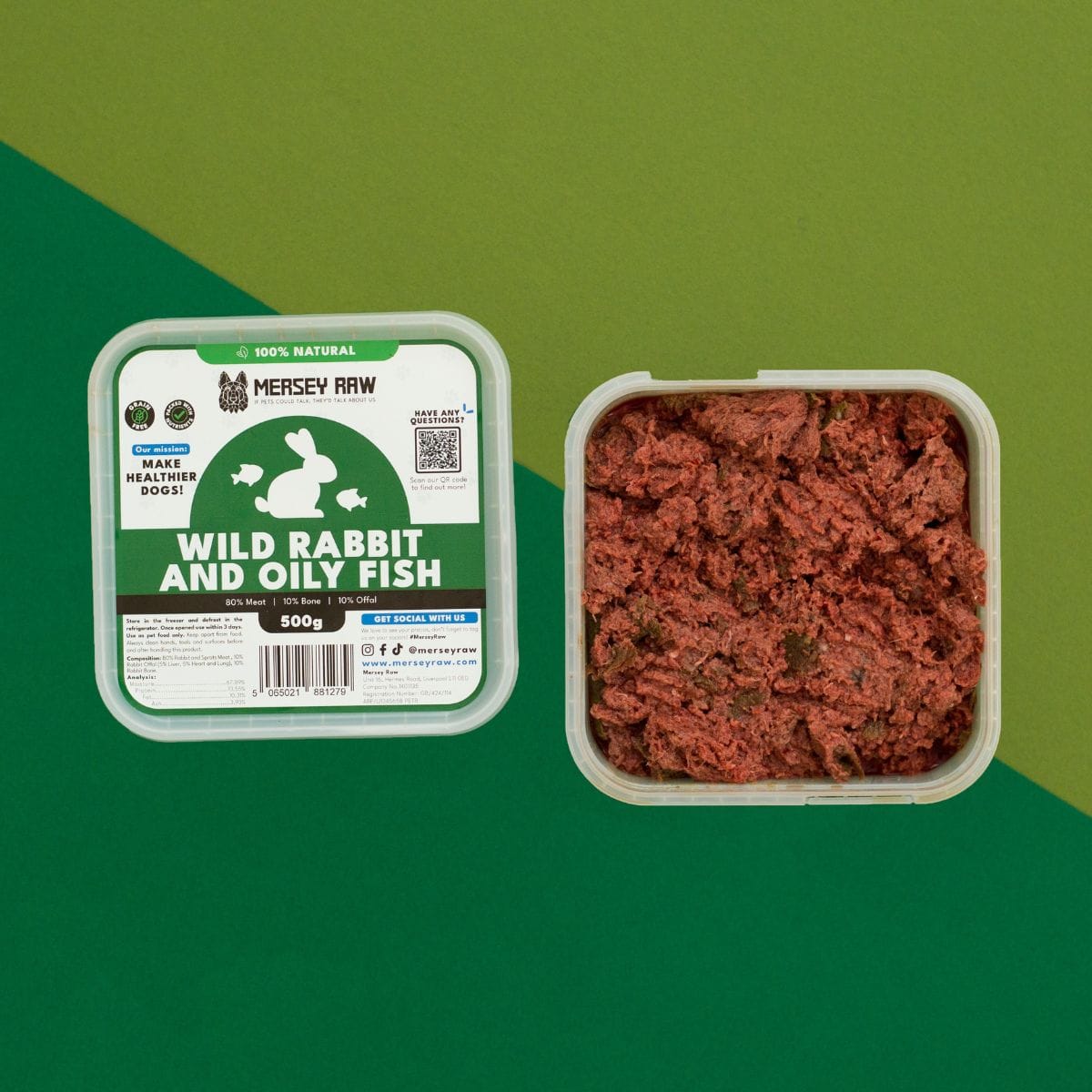 Wild Rabbit & Oily Fish Raw Dog Food - 500g