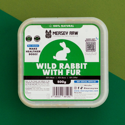 Wild Rabbit With Fur Raw Dog Food - 500g
