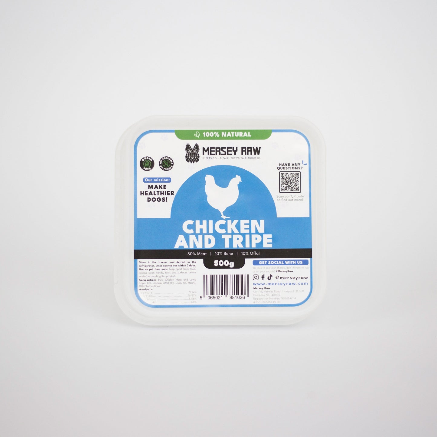 Chicken & Tripe Raw Dog Food - 500g